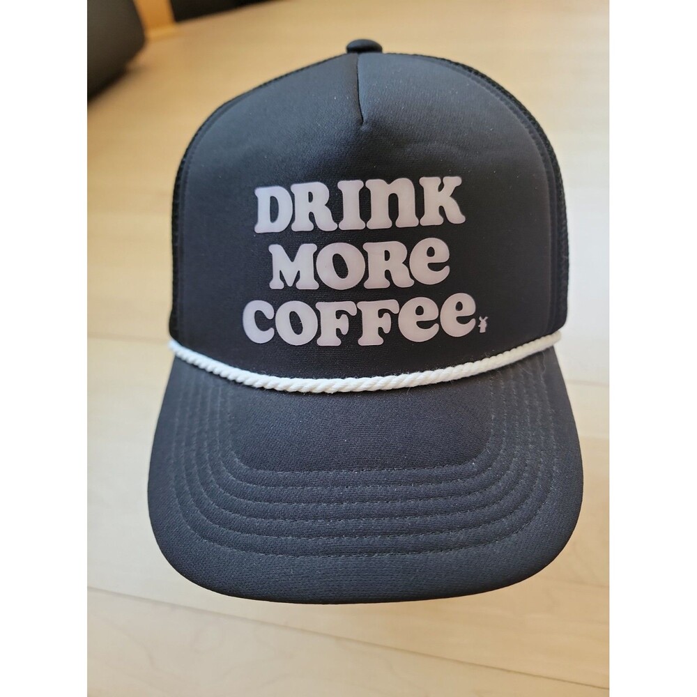 Dutch Bros Drink More Coffee Trucker Snapback Black Mesh Cap Adjustable Hat